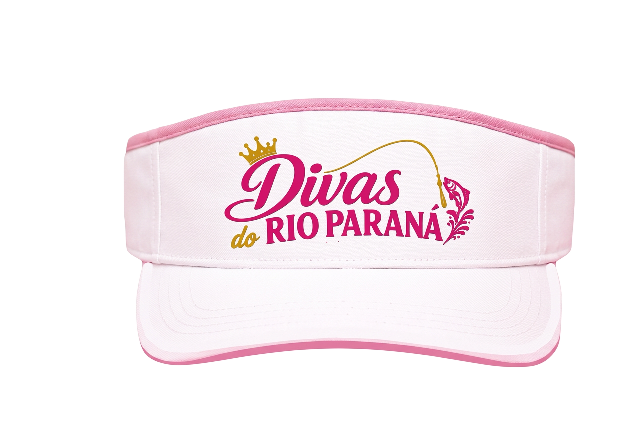 Viseira Oficial Divas do Rio Paraná, branca com detalhes em rosa e dourado